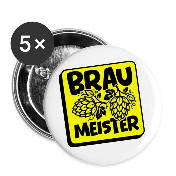 Braumeister Brauerei Hopfen - Buttons groß 56 mm (5er Pack) - Weiß - Vorne