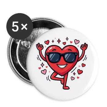 Yoga amusant pour la Saint-Valentin - Lot de 5 grands badges (56 mm) - blanc - Devant