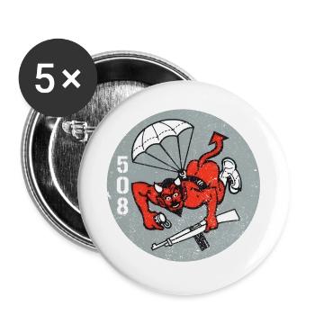 508. Luftlandedivision „Rote Teufel“ aus dem Zweit - Buttons groß 56 mm (5er Pack) - Weiß - Vorne