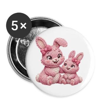 Hasen Kinder Hasenkinder - kleine große Schwester - Buttons groß 56 mm (5er Pack) - Weiß - Vorne