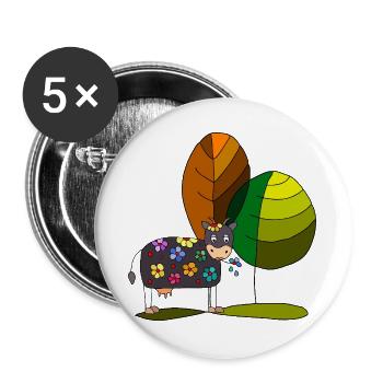 Cow - Buttons large 2.2''/56 mm (5-pack) - white - Front