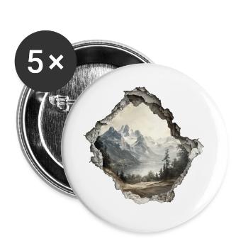 Berge Wandern - Buttons groß 56 mm (5er Pack) - Weiß - Vorne