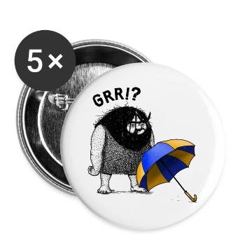 Caveman with Umbrella - Buttons large 2.2''/56 mm (5-pack) - white - Front