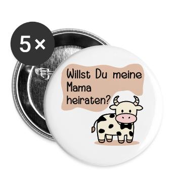 Hochzeit Mama Heiraten - Buttons groß 56 mm (5er Pack) - Weiß - Vorne