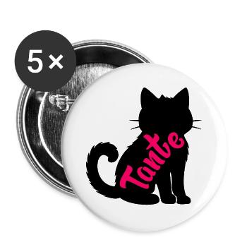 Tante Chat - Lot de 5 grands badges (56 mm) - blanc - Devant