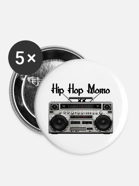 Ghetto Blaster - Buttons groß 56 mm (5er Pack) - Weiß