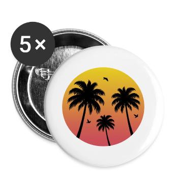 Sunset Palm Tree Beach - Buttons large 2.2''/56 mm (5-pack) - white - Front
