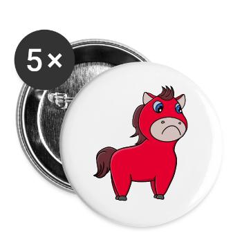 Heulendes Pferd - Buttons groß 56 mm (5er Pack) - Weiß - Vorne