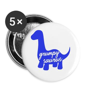 Grumpysaur : design drôle de dinosaure Brachiosaurus - Lot de 5 grands badges (56 mm) - blanc - Devant