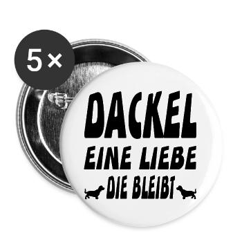 Dackel - Buttons groß 56 mm (5er Pack) - Weiß - Vorne