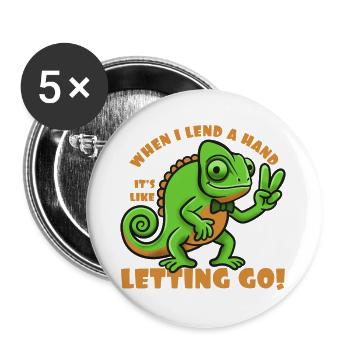 When I lend a hand its like two letting go! - Buttons large 2.2''/56 mm (5-pack) - white - Front