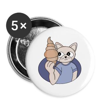 Chat croissant drôle - Lot de 5 grands badges (56 mm) - blanc - Devant