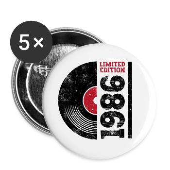 1986 Édition limitée - Lot de 5 grands badges (56 mm) - blanc - Devant