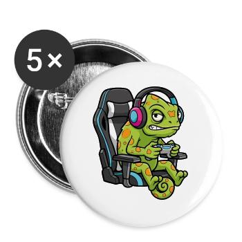 Caméléon Gamer Gaming Chair E-sport Mascotte - Buttons large 2.2''/56 mm (5-pack) - white - Front