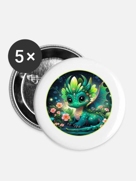 Drachenjunge im Regenwald - Buttons groß 56 mm (5er Pack) - Weiß