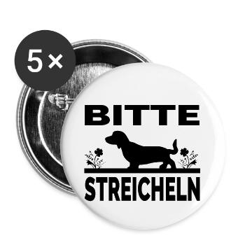 Dackel - Buttons groß 56 mm (5er Pack) - Weiß - Vorne