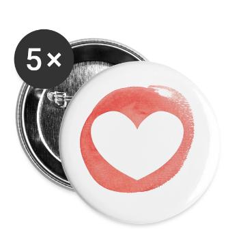 Herz - personalisierbar - Buttons groß 56 mm (5er Pack) - Weiß - Vorne