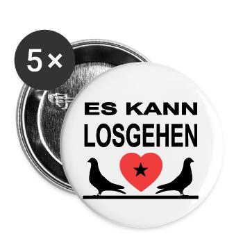 Tauben - Buttons groß 56 mm (5er Pack) - Weiß - Vorne