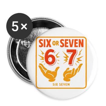Six Seven 67 Meme Humor Geschenkidee Lustig - Buttons groß 56 mm (5er Pack) - Weiß - Vorne