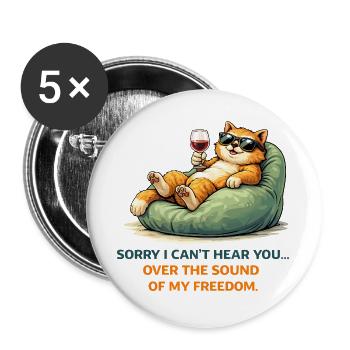 Relaxed Cat Wine Meme - Buttons large 2.2''/56 mm (5-pack) - white - Front