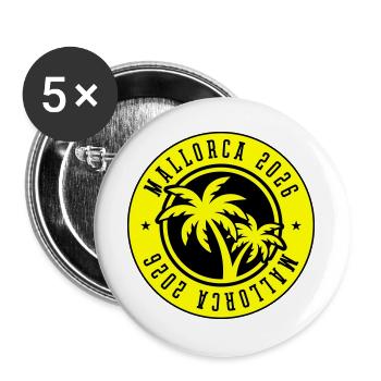Mallorca 2026 Palmen - Buttons groß 56 mm (5er Pack) - Weiß - Vorne