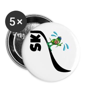 Kinder Skigurken - Buttons groß 56 mm (5er Pack) - Weiß - Vorne
