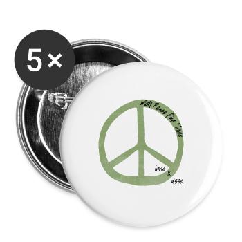 meh Peace - Buttons groß 56 mm (5er Pack) - Weiß - Vorne