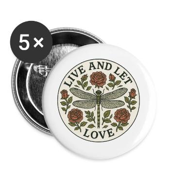 Live and Let Love Dragonfly Circle - Buttons large 2.2''/56 mm (5-pack) - white - Front
