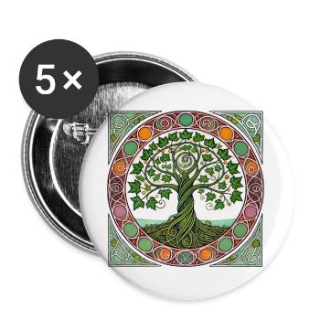 Vitrail circulaire de l’Arbre de Vie - Lot de 5 grands badges (56 mm) - blanc - Devant