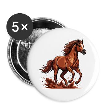 Cheval Alezan arabe Galop Force Équestre Énergie - Lot de 5 grands badges (56 mm) - blanc - Devant
