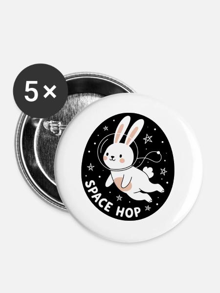 Space Hop - Buttons groß 56 mm (5er Pack) - Weiß