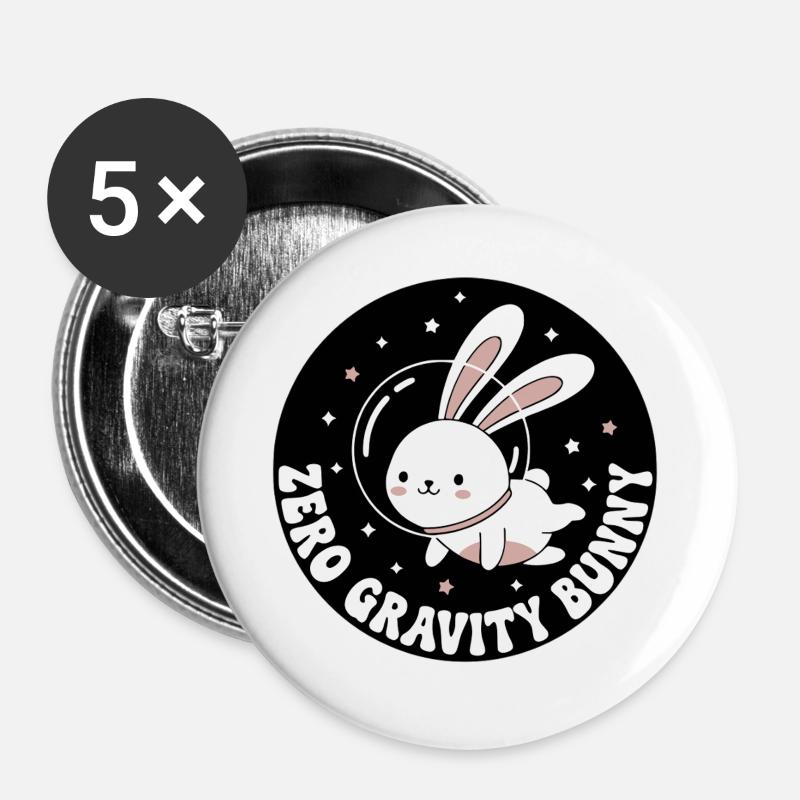 Zero Gravity Bunny - Buttons large 2.2''/56 mm (5-pack) - white