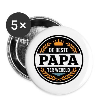Leuk Vaderdag Shirt, Hoodie Beste Papa - Buttons groß 56 mm (5er Pack) - Weiß - Vorne