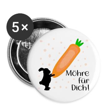 Karotte Möhre Osterhase - Buttons groß 56 mm (5er Pack) - Weiß - Vorne
