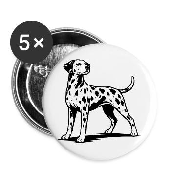 Dalmatian Portrait Black - Buttons large 2.2''/56 mm (5-pack) - white - Front