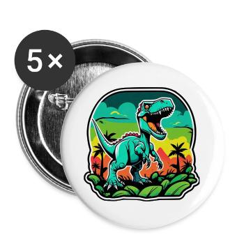 T-Rex Tropical Néon - Lot de 5 grands badges (56 mm) - blanc - Devant