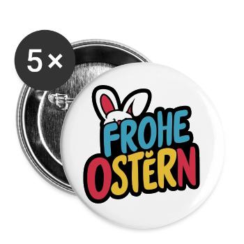 Frohe Ostern Hase - Buttons groß 56 mm (5er Pack) - Weiß - Vorne