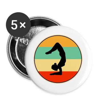 Retro-Turner-Silhouette Sunset-Grafik - Buttons groß 56 mm (5er Pack) - Weiß - Vorne