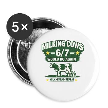 Chemise de ferme humoristique de fermier 6/7 Vaches traites - Lot de 5 grands badges (56 mm) - blanc - Devant