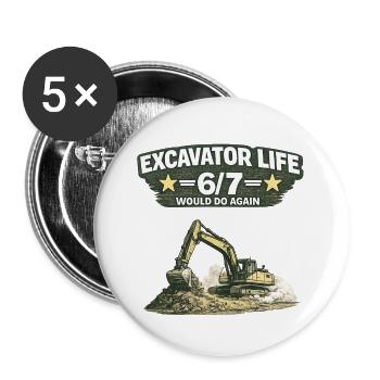 Excavator Life 6/7 Excavator Driver - Buttons large 2.2''/56 mm (5-pack) - white - Front