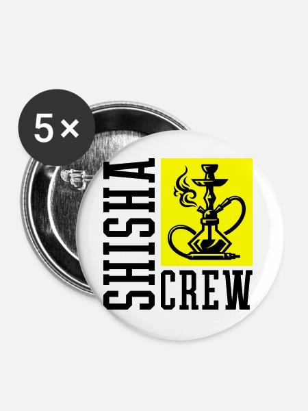 Shisha Crew - Buttons groß 56 mm (5er Pack) - Weiß