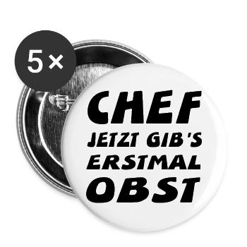 Chef - Buttons groß 56 mm (5er Pack) - Weiß - Vorne