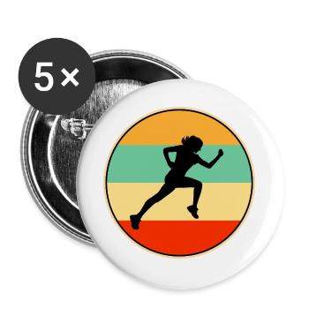 Female Runner Retro Silhouette Vintage Sunset Art - Buttons large 2.2''/56 mm (5-pack) - white - Front