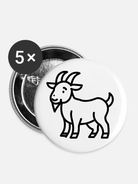 Ziege - Buttons groß 56 mm (5er Pack) - Weiß