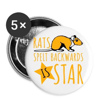 Rats Spelt Backwards Is Star Lustiger Ratte Spruch - Buttons large 2.2''/56 mm (5-pack) - white - Front