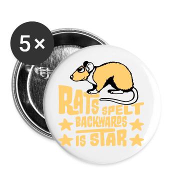 Rats Spelt Backwards Is Star Lustiger Ratte Spruch - Buttons large 2.2''/56 mm (5-pack) - white - Front