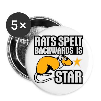 Rats Spelt Backwards Is Star Lustiger Ratte Spruch - Buttons large 2.2''/56 mm (5-pack) - white - Front