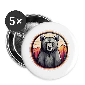 Dawn Mountain Bear - Buttons large 2.2''/56 mm (5-pack) - white - Front