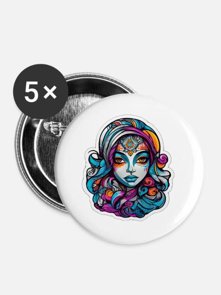 Maskierte chromatische Göttin - Buttons groß 56 mm (5er Pack) - Weiß