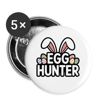 Egg Hunter Bunny – Conception de Pâques - Lot de 5 grands badges (56 mm) - blanc - Devant